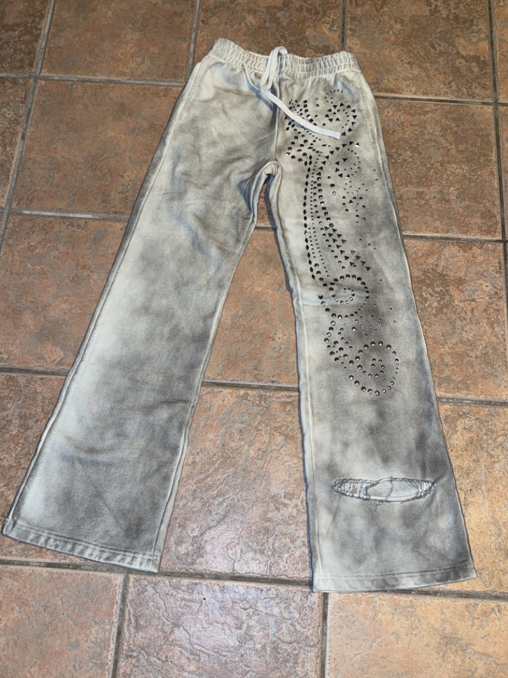 Flared Distressed Rhinestone Swarpants by Praying Brand Size Small